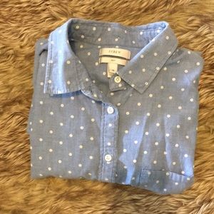 J. Crew “Boy” Polka Dot Chambray